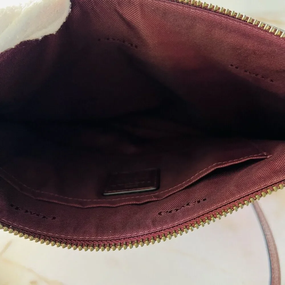 COACH Metallic Cherry Leather Multiple Journal Pop Out Pouch Crossbody Bag